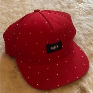 Obey Red and White Star Flat Bill Hat